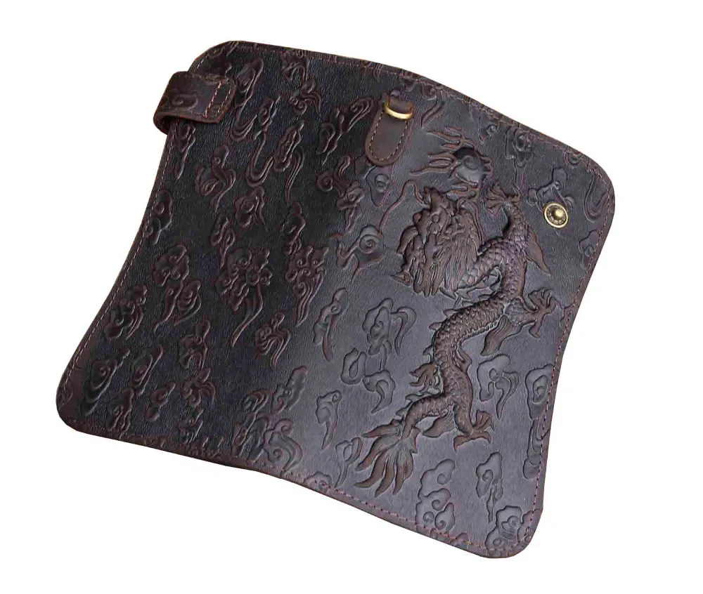 Винтажный Байкерский длинный кожаный кошелек с цепочкой Dragon Motorcylce | Багаж и сумки