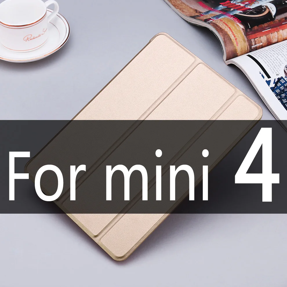 Для Ipad Mini 4 3 2 1 ZVRUA ура чехол тонкий PU кожаный тройной Бумажник Стенд Авто Режим сна/пробуждения умный чехол для mini1 mini2 mini3 mini4 - Цвет: Gold For mini 4