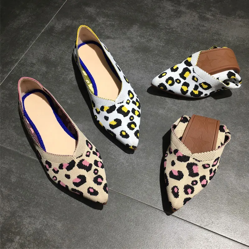 2020 Autumn Women Flats Shoes Stretch Knitting Mesh Loafers Breathable Shallow Soft Soled Ballet Pointed Toe Single | Обувь