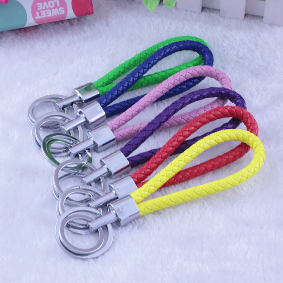 Мини Модный Цветной Плетеный брелок из искусственной кожи DIY сумка подвеска
