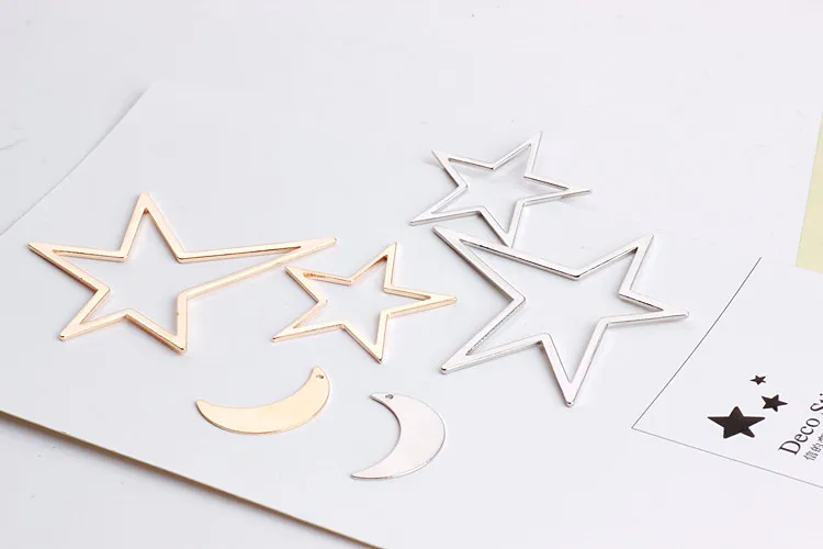 

Copper DIY hollow pointed star moon earrings earrings ear clips handmade ear jewelry accessories materials pendants