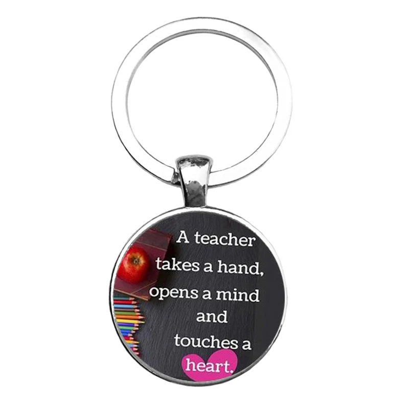 10 Suteyi круглые брелки стеклянный узор письмо спасибо брелок для преподавателя день подарок время драгоценный камень стеклянный брелок для ключей держатель - Цвет: 10