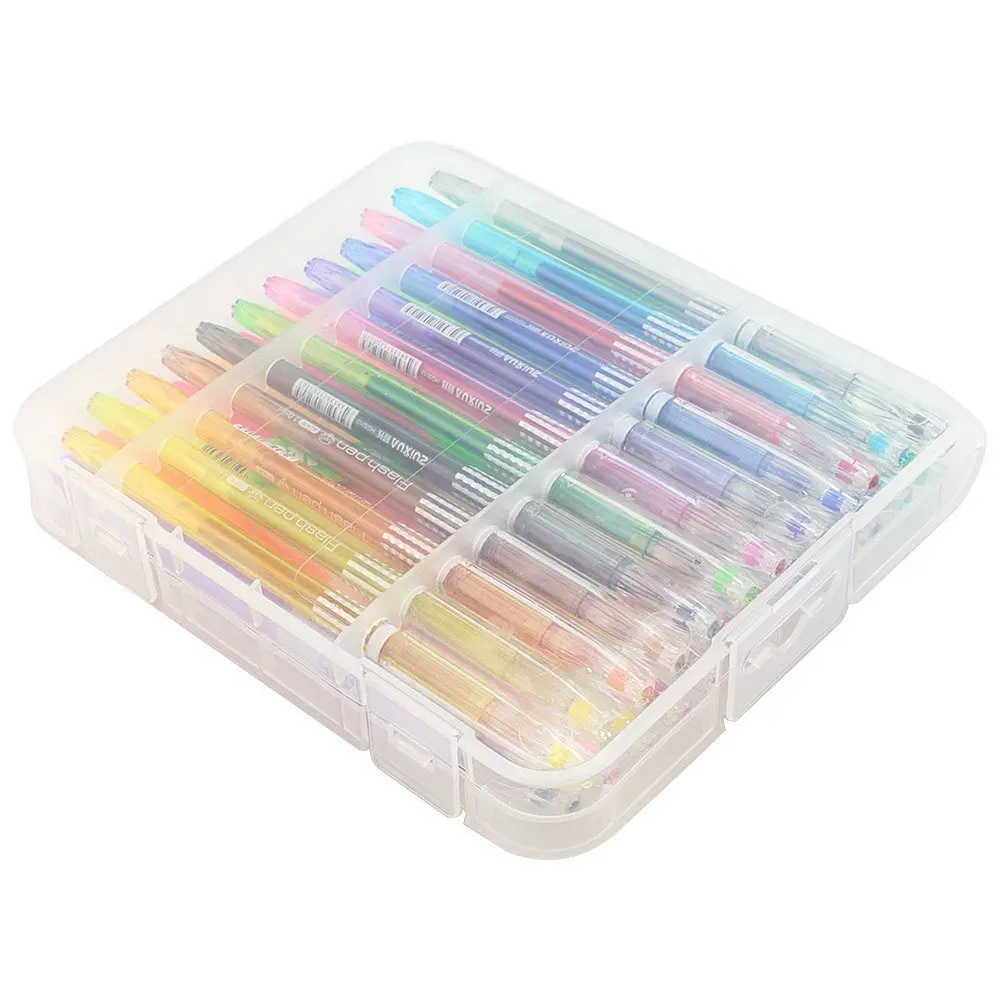 Цветные гелевые ручки с пластиковым чехлом 24 ярких цвета неоновые блестки