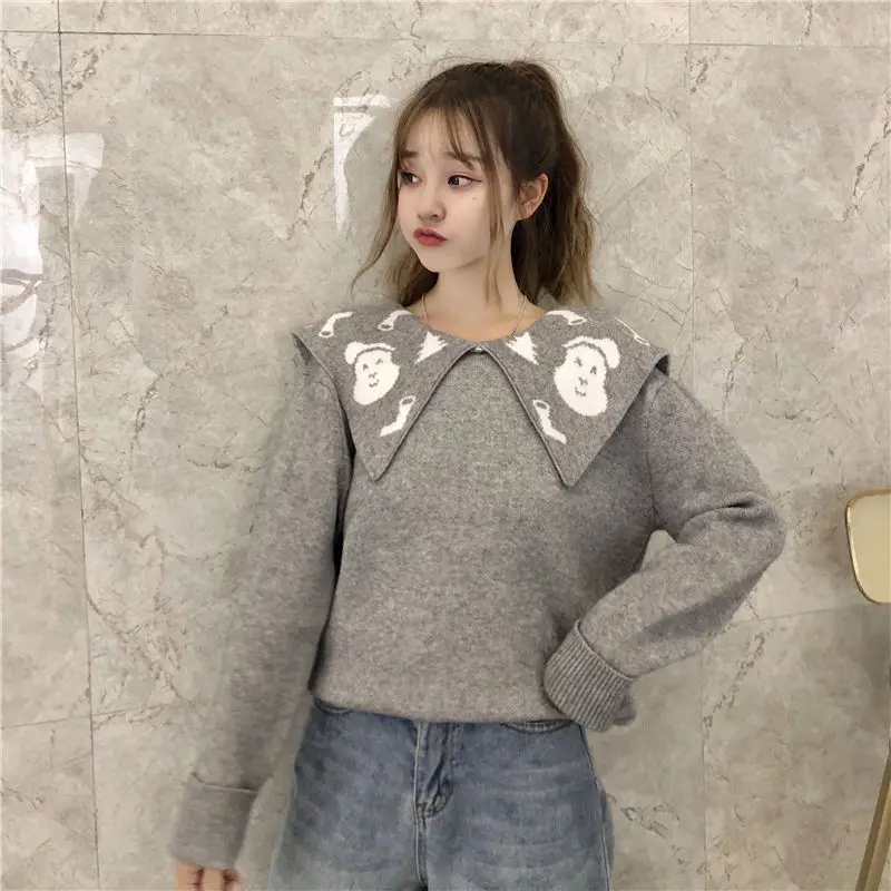 HziriP 2019 Autumn Winter Stylish Women Knitted Sweaters Long Sleeve Pullovers Loose Wild Solid Slim Sweater 2 Colors | Женская одежда