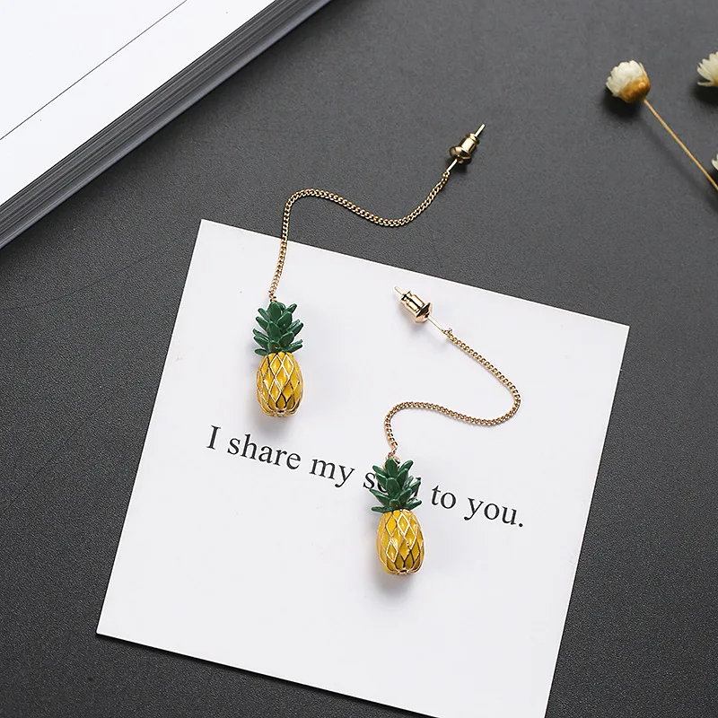 Женские серьги-капли с эмалью и ананасом Anise длинные серьги кисточками для ушей