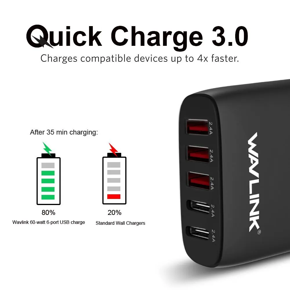 Зарядная Станция WAVLINK на 5 USB-портов 45 Вт/9 А | Мобильные телефоны и аксессуары