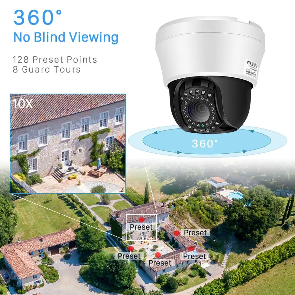 4 дюймов мини PTZ купольная IP камера 5MP/2MP Ультра HD панорамирование/наклон 10x зум Скорость купольные камеры видеонаблюдения H.265 ONVIF Xmeye CCTV 40 м ИК вид