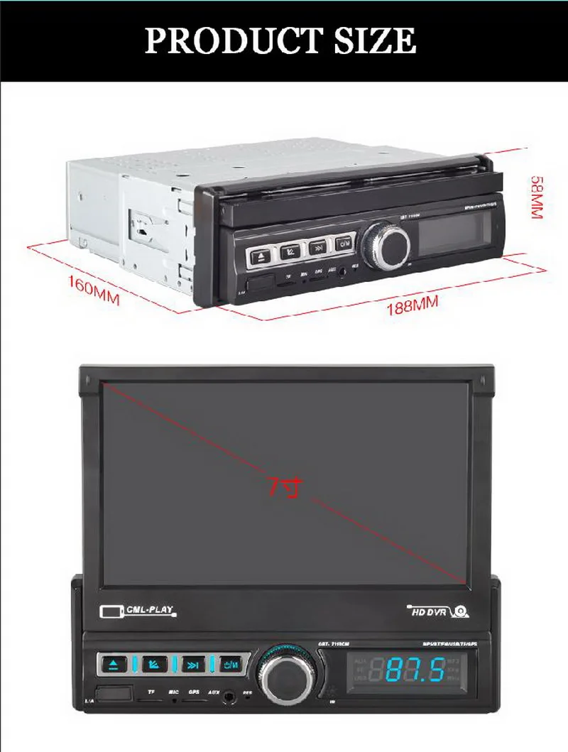 

7''1 DIN GPS Car MP5 Player NAVI Stereo FM AUX DVR Radio Bluetooth Mirror Link Radio Car auto autoradio