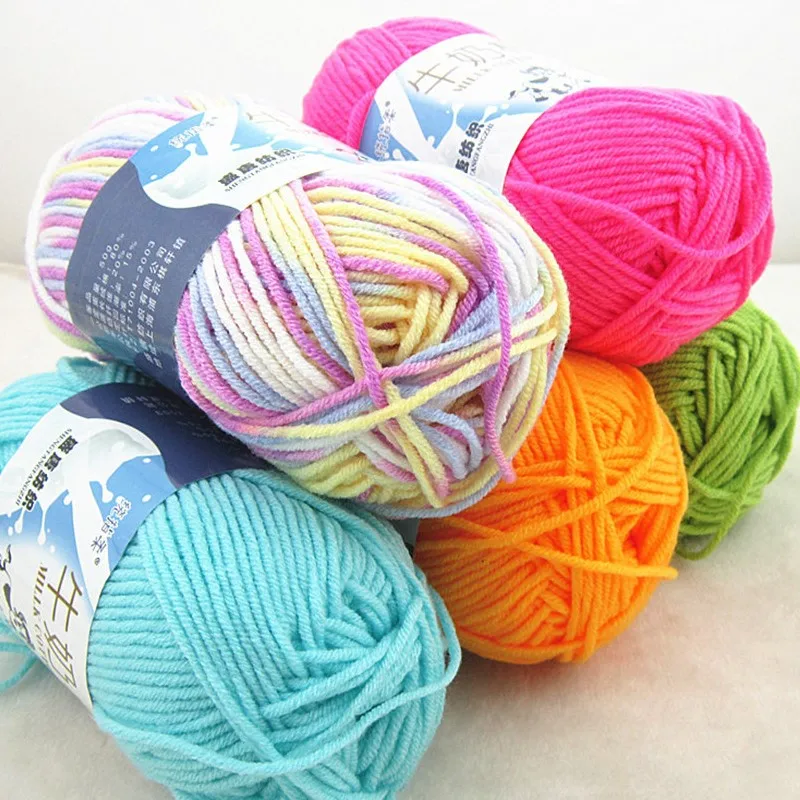 Длинноштапельная хлопчатобумажная Смешанная молочная пряжа детская мягкая для