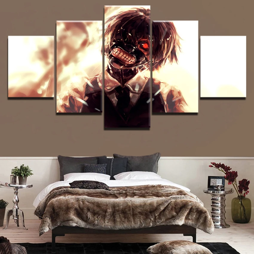Настенные художественные картины на холсте 5 шт. маска для лица Токийский Гуль