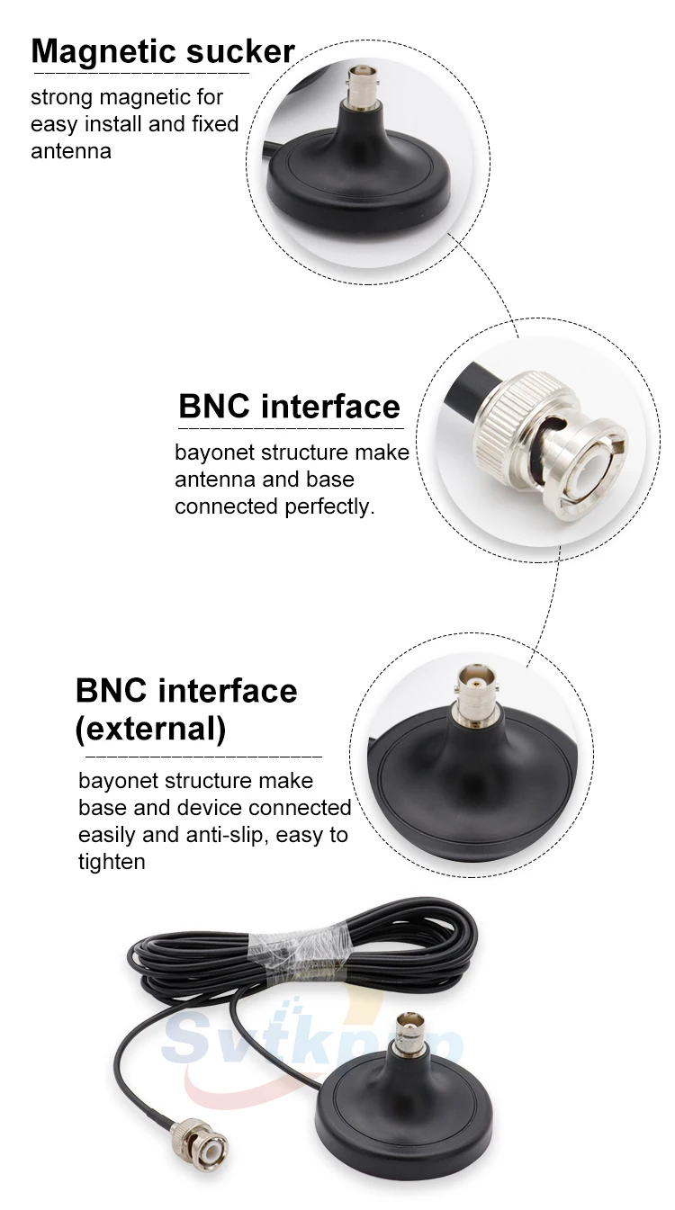 Q9 BNC Connector Magnetic Sucker Antenna for Wireless Microphone 5dB Gain Signal Amplifier with Extension Cable 590MHz to 860MHz