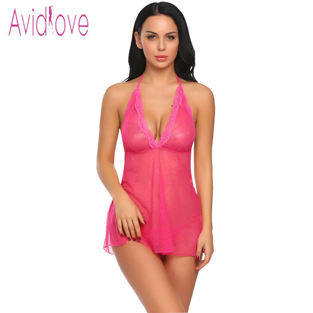 Женское нижнее белье Avidlove прозрачное кружевное с бретелькой через шею