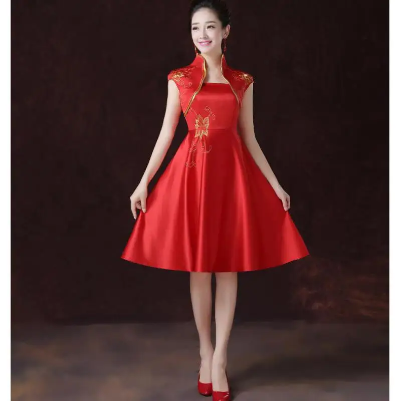 Белый женский цветок Qipao восточный женский улучшенный Cheongsam китайский невесты печатных атласное свадебное платье vestidos XS-XXL