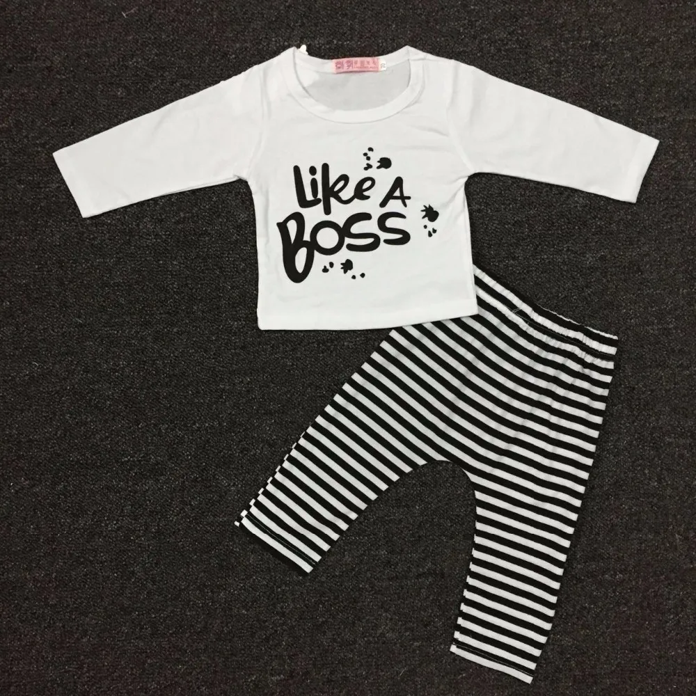 2 шт. хлопковая футболка с длинным рукавом и штаны в полоску