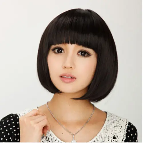 Устойчивы Волосы Синтетический Парик Короткие Черные БОБ Косплей Женские Полные