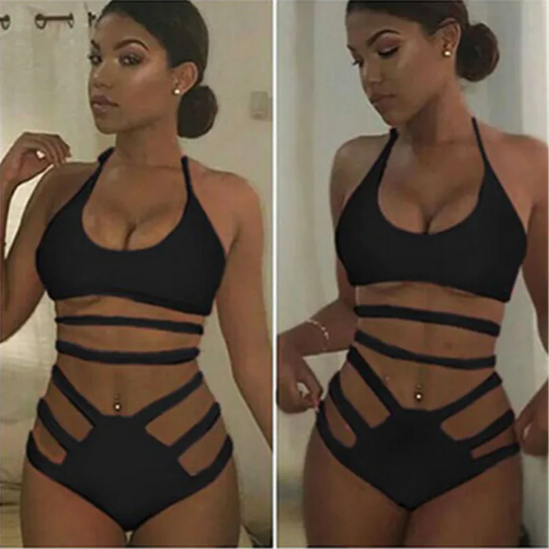 2017 Женский бразильский слитный купальник сексуальный однотонный купальный