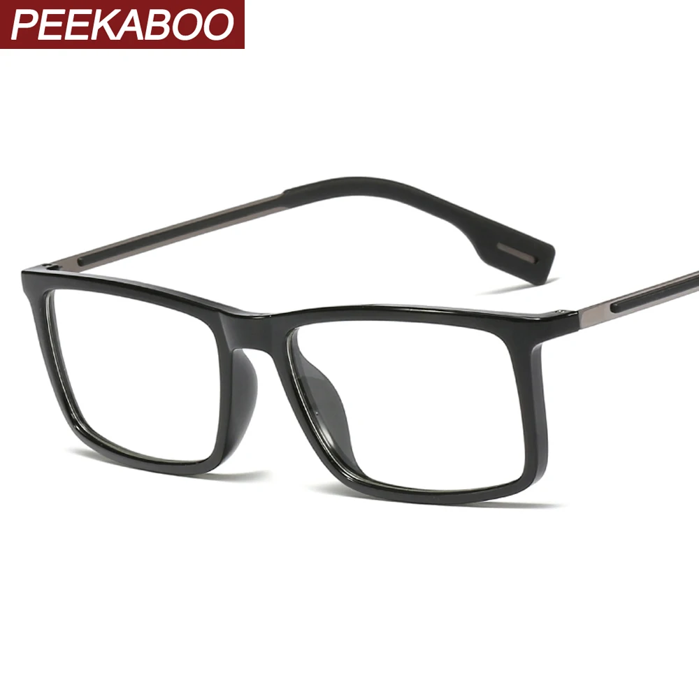 Peekaboo квадратная рамка для очков для мужчин прозрачные линзы сверхлегкие tr90 очки Оптические мужские очки прямоугольные черные леопардовые синие