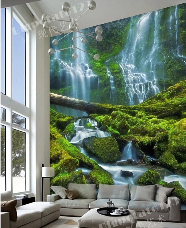 Большие настенные 3D обои на заказ красивая и свежая фотография пейзажа водопада
