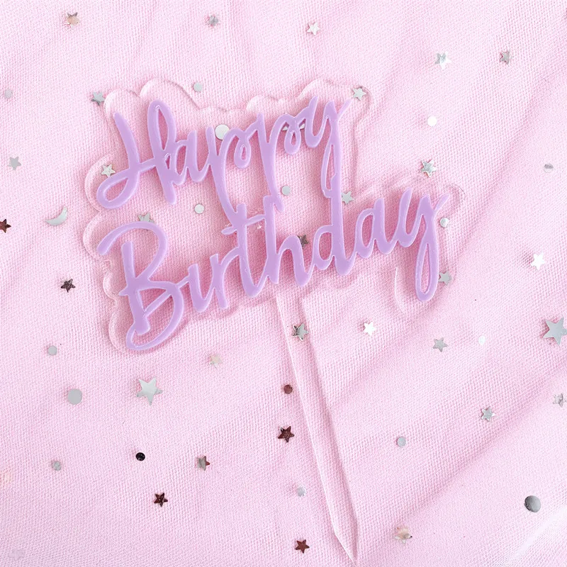 INS с днем рождения акриловый торт Топпер сплошной цвет двойной слой кекс Топпер для дня рождения торт украшения детский душ