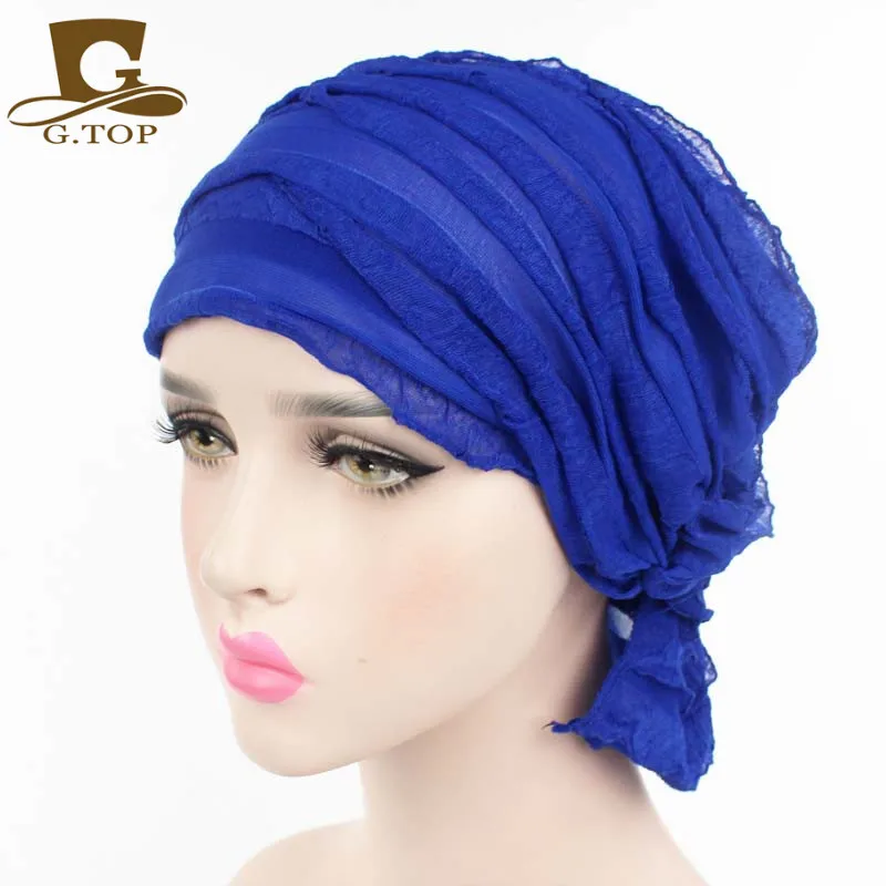 Шифоновая Кепка с оборками для женщин мягкая шапочка-тюрбан рака потеря волос