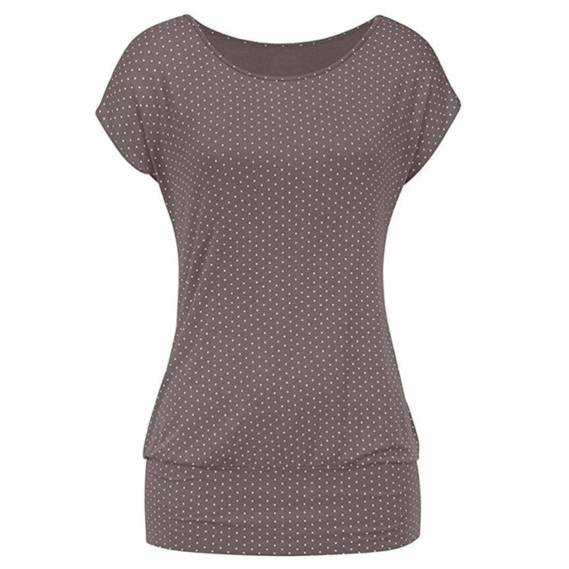

Vintage Polka Dot Print Summer TShirt For Women Short Sleeve Slim T-shirt Round Neck Casual Female Tops Tee streetwear