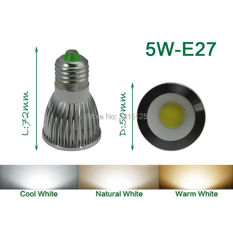 

E27 LED Spotlight COB, 5W Spot light lamp Warm/Cold Whtie indoor Bulb Lights CE ROHS Warranty 3 years X 4PCS