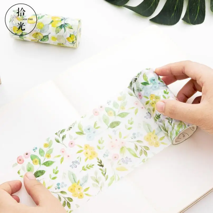 10 см * 5 м красивые цветы растения лимон дерево васи лента diy Украшение для
