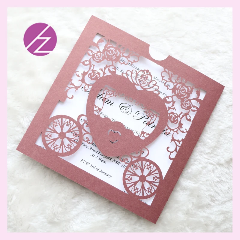 Бесплатная доставка лазерная резка роскошные романтические приглашения на