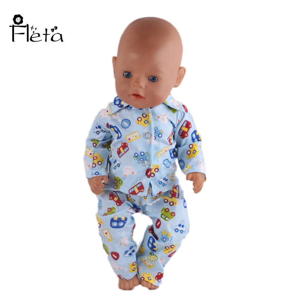 Ручной работы BABY born Zapf С рисунком пижамы костюм куклы одежда подходит 43 см для