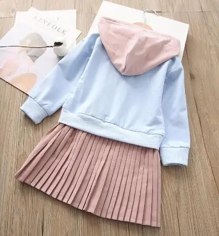 Baby Girls Dress 2020 New Autumn Kids Clothing Long-sleeved Hooded Patchwork Princess Dresses 2 4 6 8 Year Child Clothes | Детская
