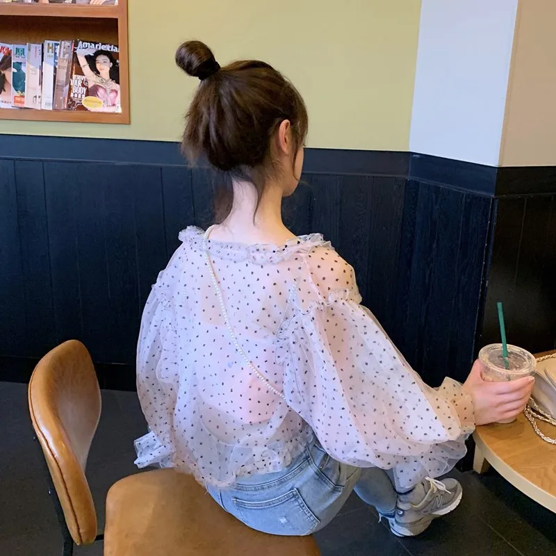 Женская Солнцезащитная одежда весна лето 2019 корейская мода сетчатые рубашки с