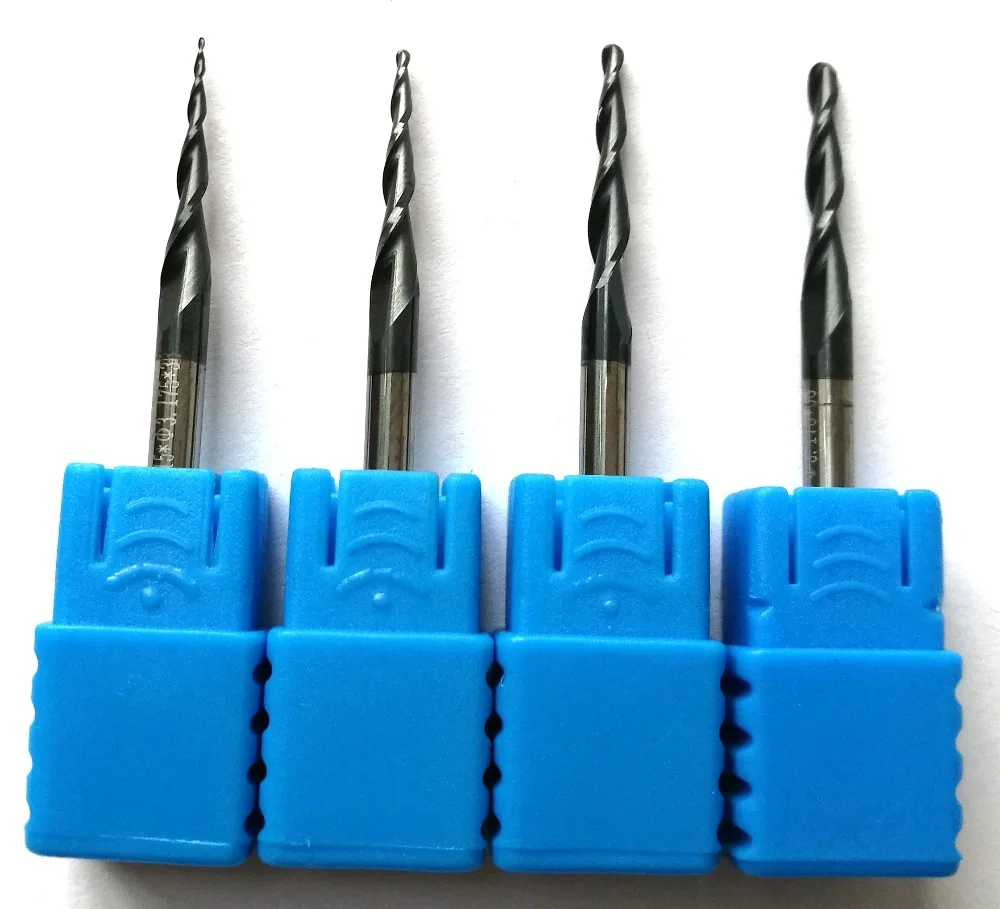 

JERRAY 1PC 3.175mm(1/8") Shank Tungsten Solid Carbide Tapered Ball Nose End Mills Cone Cutter HRC55 With Coating