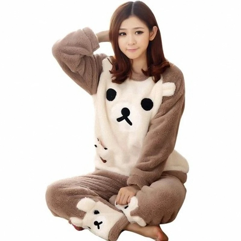 Осенне зимние женские пижамные комплекты кигуруми утепленная теплая пижама из