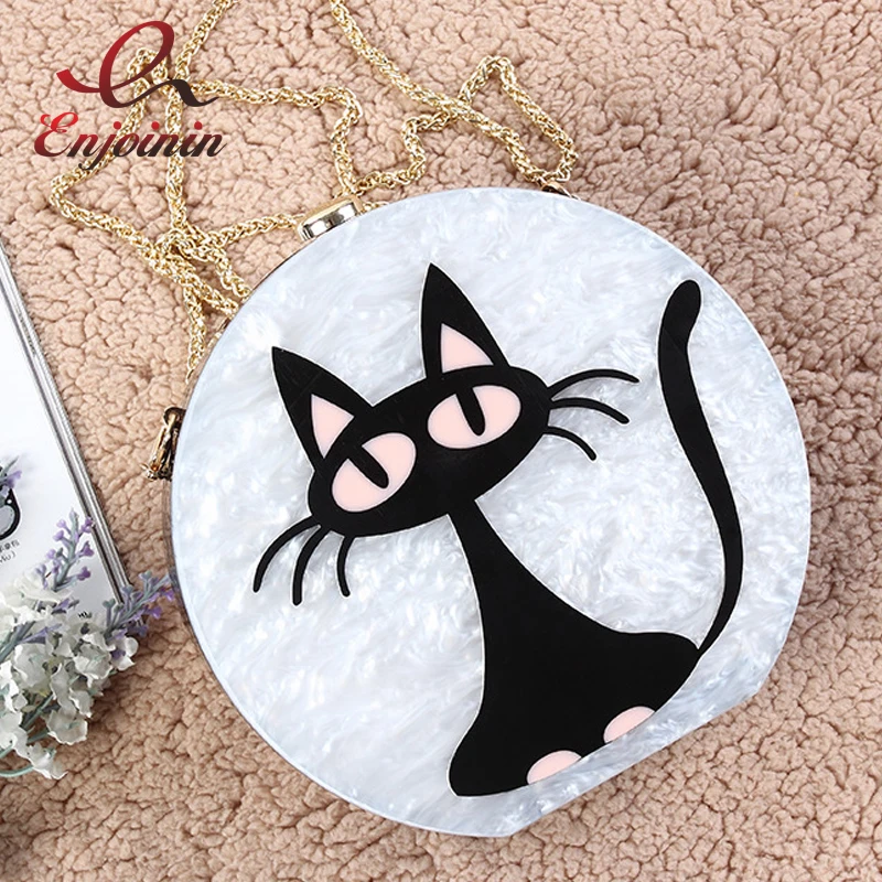 Милая акриловая Персонализированная модная мини сумка клатч с принтом кота из