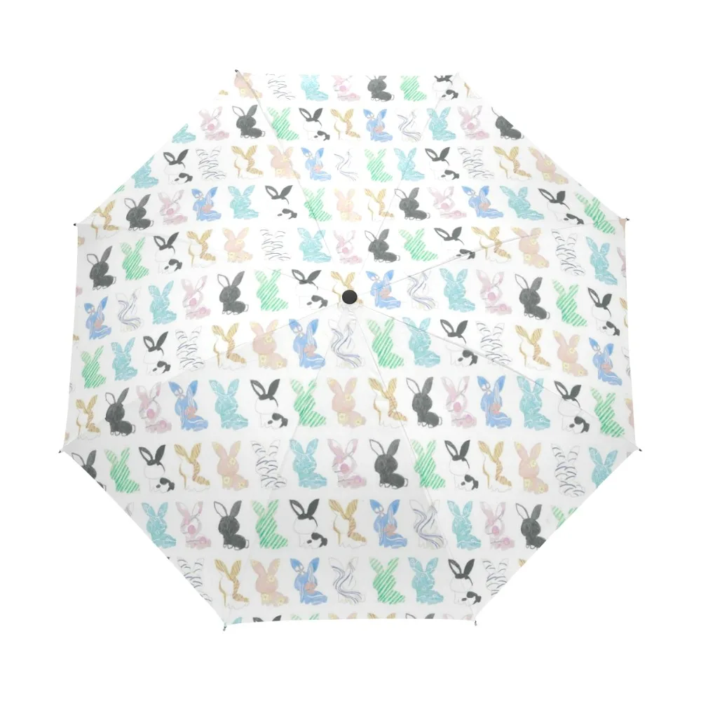 

Cartoon Creative Animal Children Rain Umbrella Cute Rabbit Print Three Folding Sun Protection Women Automatic Umbrella Parasol
