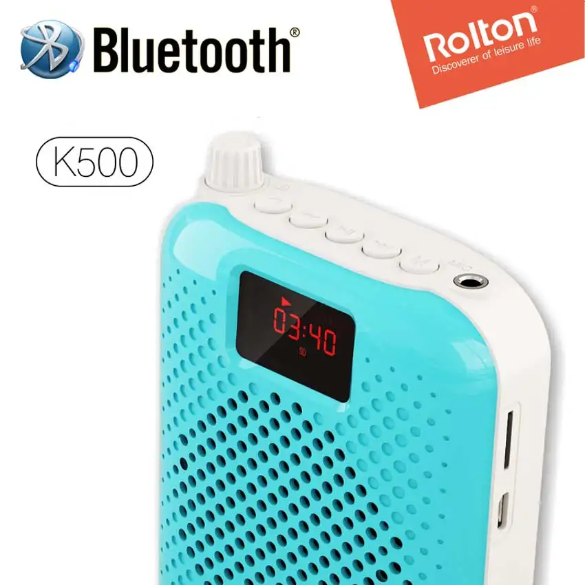 Rolton K500 Bluetooth динамик, микрофон, усилитель голоса, усилитель для Мегафона, динамик для продвижения по продажам, учебное руководство - Цвет: Синий
