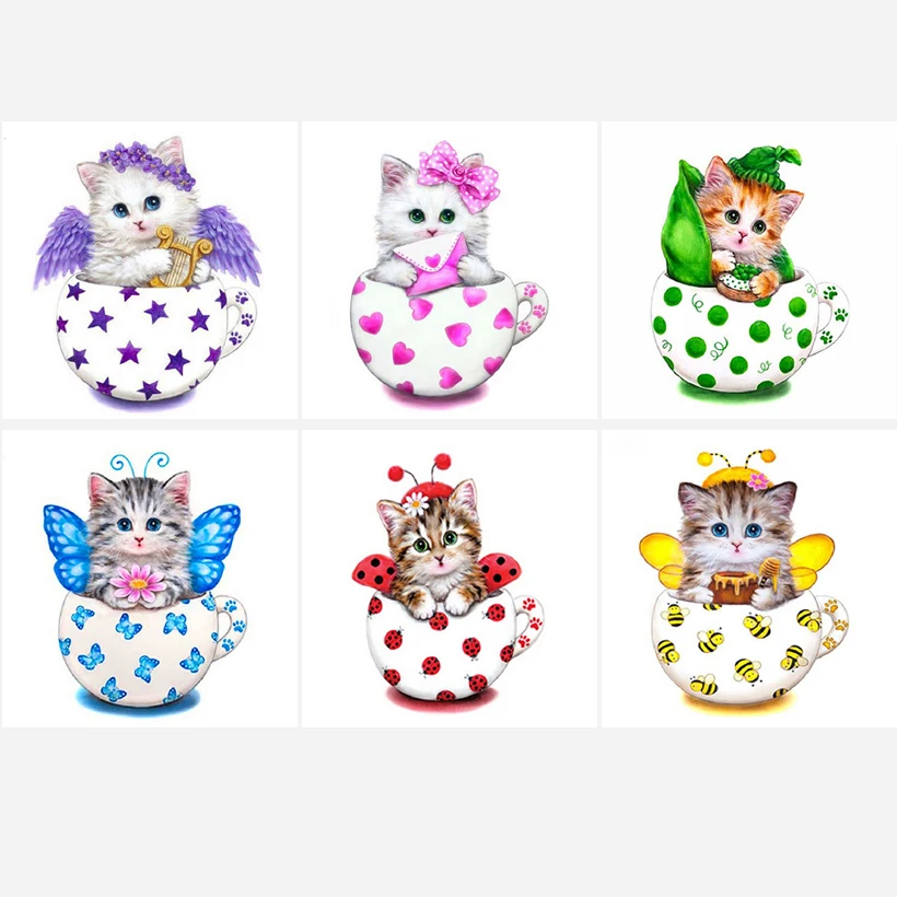 3d Diy Алмазная картина наборы крестиков мультяшный Кот домашний декор квадратная