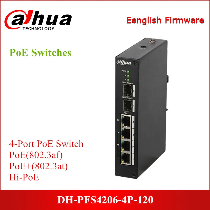 4 портовый управляемый коммутатор Dahua DH PFS4206 4P 120 двухслойная управляемая