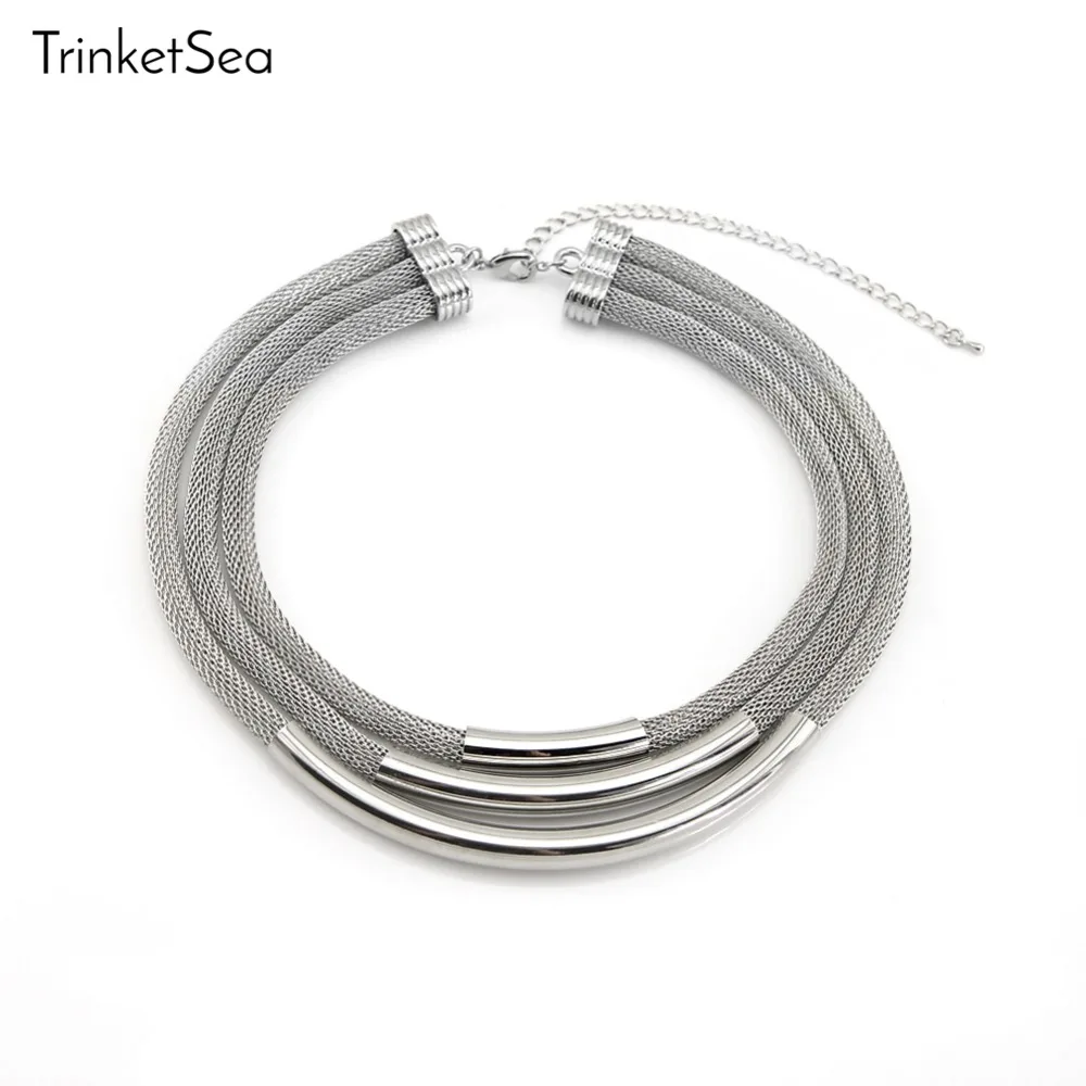 TrinketSea 2018 серебряное многослойное массивное ожерелье нагрудник для женщин сплав