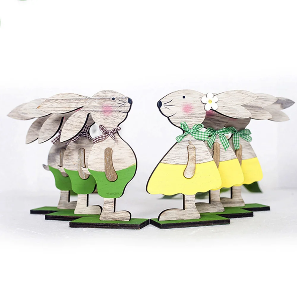 Деревянные пасхальные яйца кролика деревянные украшения DIY поделки товары для