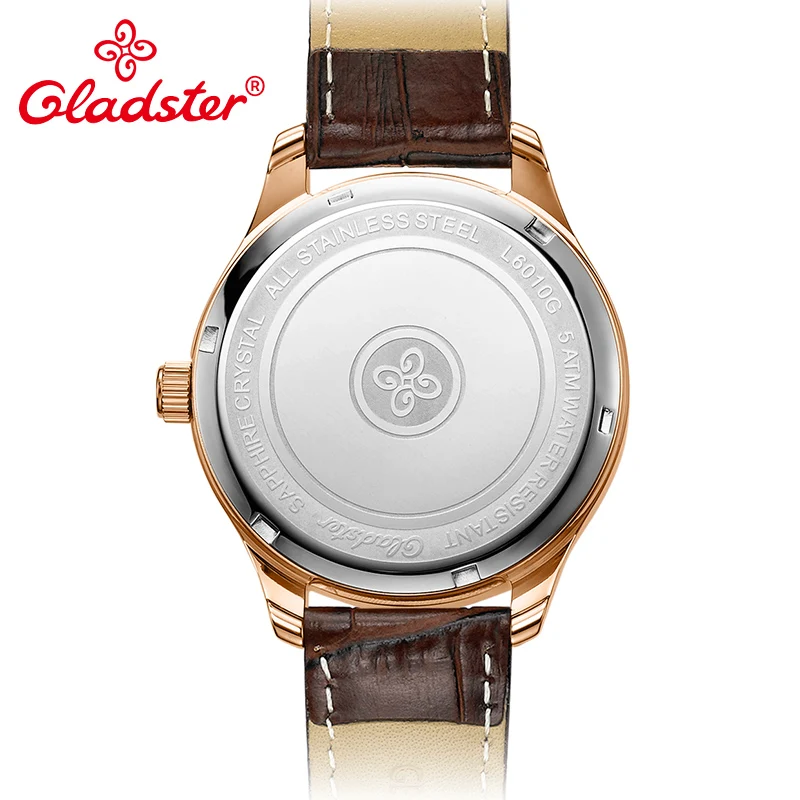 Gladster сапфировое стекло роскошные японские MIYOTA модные кожаные мужские наручные часы подарок