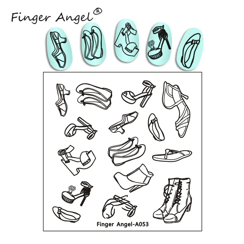 Finger Angel Дизайн ногтей 6*6 см квадратные штампованные пластины кружева цветок модный дизайн с белым цветом задняя крышка ногтей шаблоны# HQF01