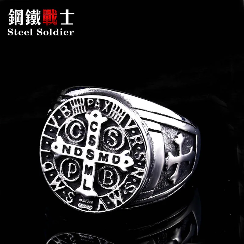 Стальной солдат крест дизайн Латина амулет письмо нержавеющая сталь мужское