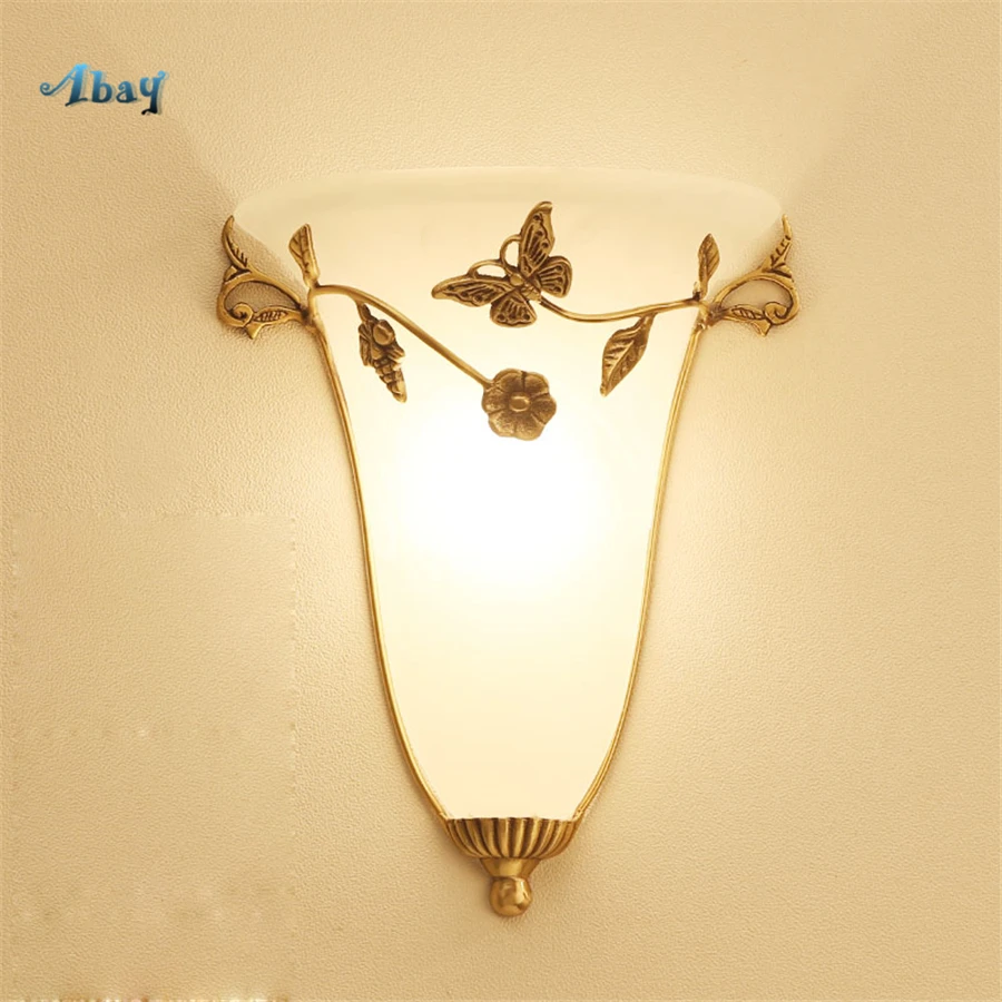 American Metal Garden Decors Glass Wall Lamps Living Room Bedroom Corridor Led Art Elegant Home Decor Lighting Fixture E27 | Лампы и