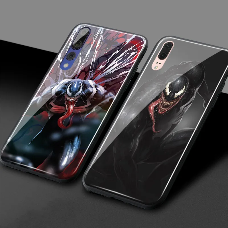 Venom Marvel Роскошный чехол для телефона, мягкий силиконовый стеклянный чехол для huawei Honor V mate P 9 10 20 30 Lite Pro Plus Nova 2 3 4 5