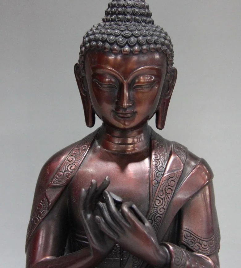 12 Тибет Буддизм Храм Красный Медь Бронза Просветление Будда Шакьямуни Статуя |