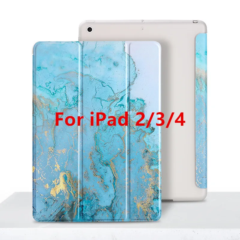 Blue 2 3 4 Мраморный чехол для iPad кожаный силиконовый чехол для iPad Air 2 1 Pro 10,5 Авто сон/Пробуждение Coque для Funda iPad 234 - Цвет: Blue 2 3 4