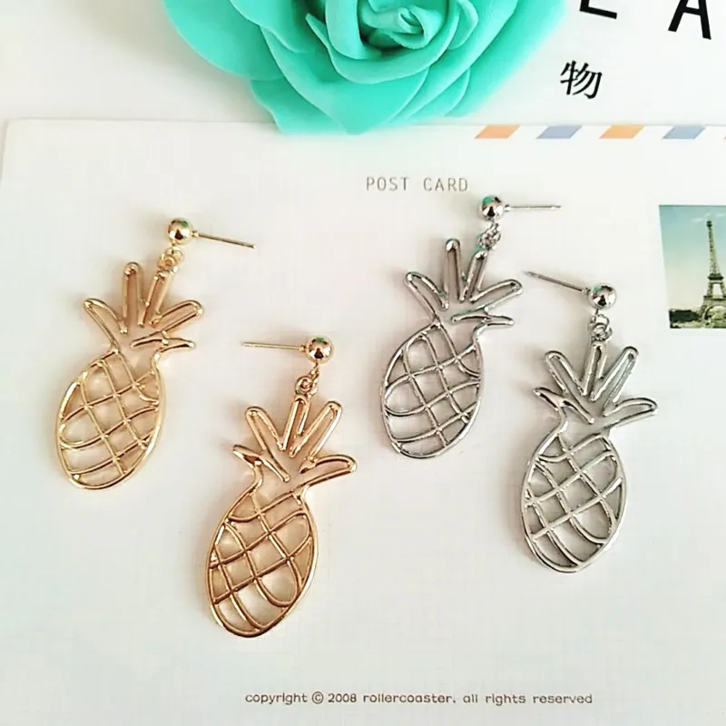 Женские ажурные металлические сережки в виде ананасов модные фруктовые