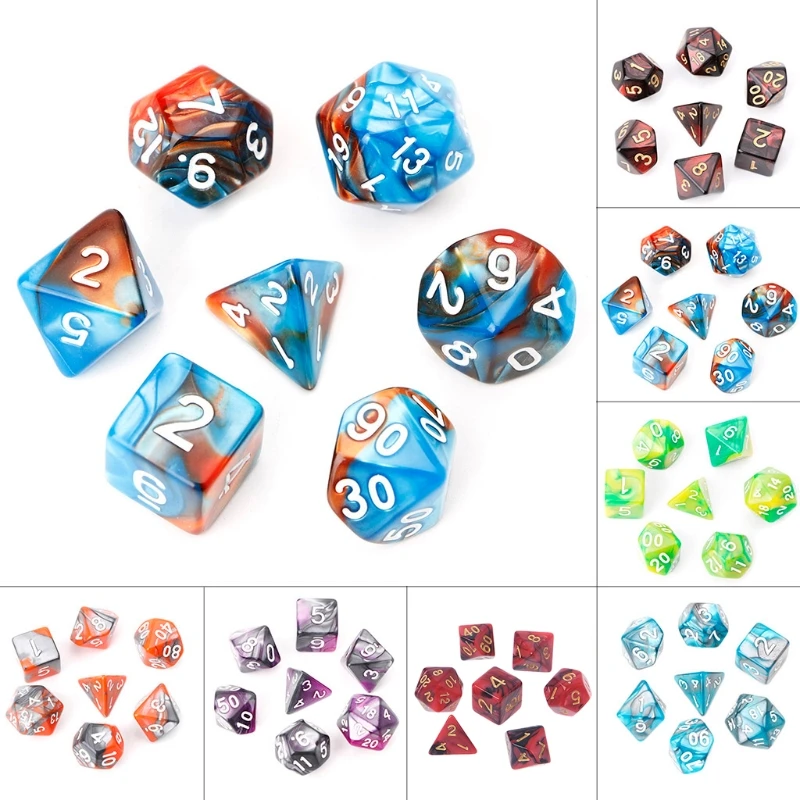 7 шт./компл. акриловые многогранные кости для настольных игр TRPG Dungeons And Dragons|Кубики|