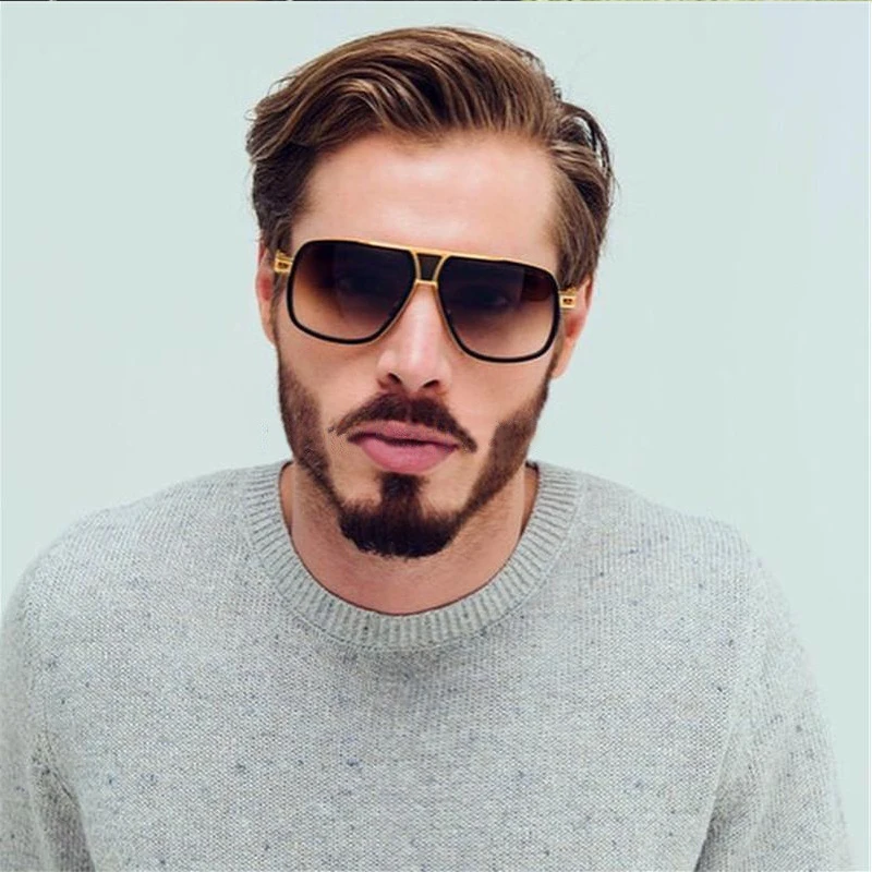 Женские солнцезащитные очки с плоской подошвой квадратные 18 К золотые мужские